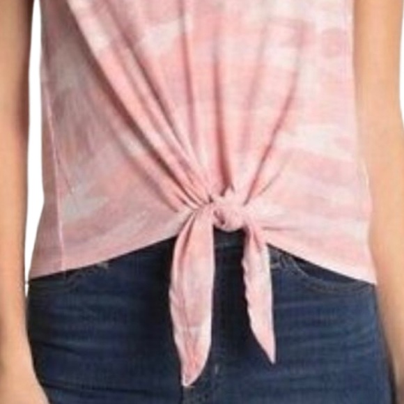 NWT Lucky Brand Women Tie Front Top MSRP $49.50 Pink Camo Médium - Picture 11 of 11